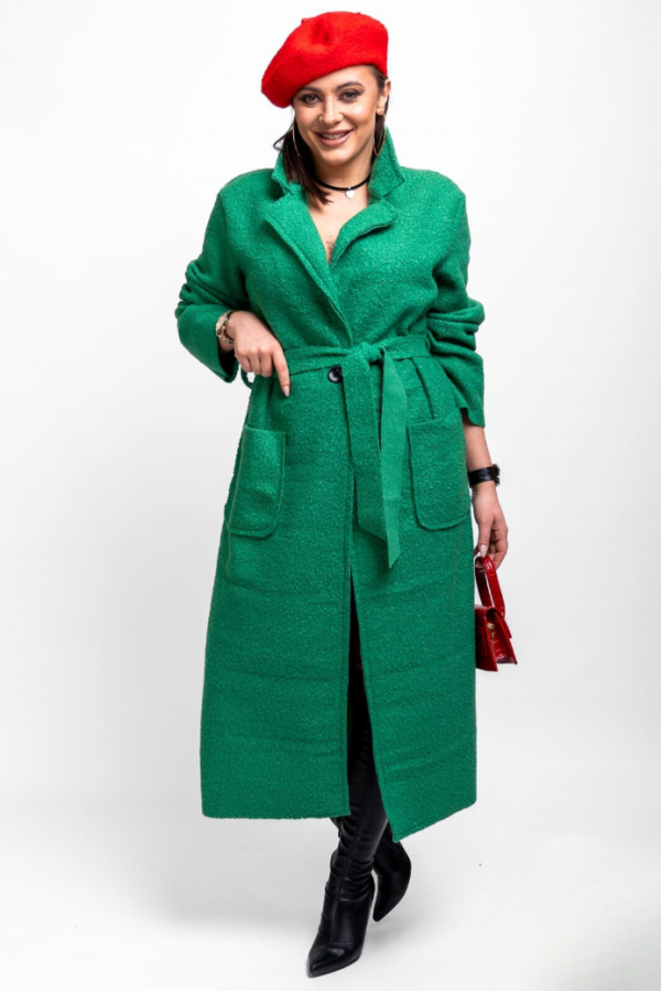 Teddy kabát dlhý - zelený